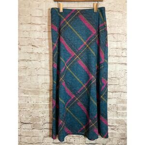 NYCC Preppy Skirt Womens Medium Dark Academia Tartan Plaid Maxi Pull On Stretch